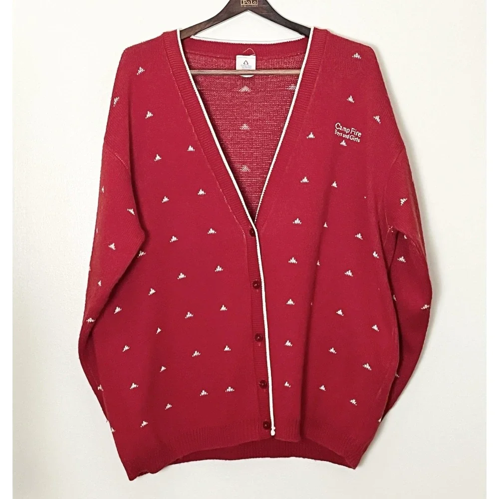Vintage Campfire‎ Boys And Girls Cardigan Men's XL Red White Outdoor Trooper